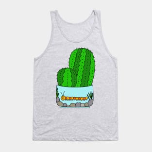 Cute Cactus Design #147: Prickly Pear Cacti In Cute Caterpillar Pot Tank Top